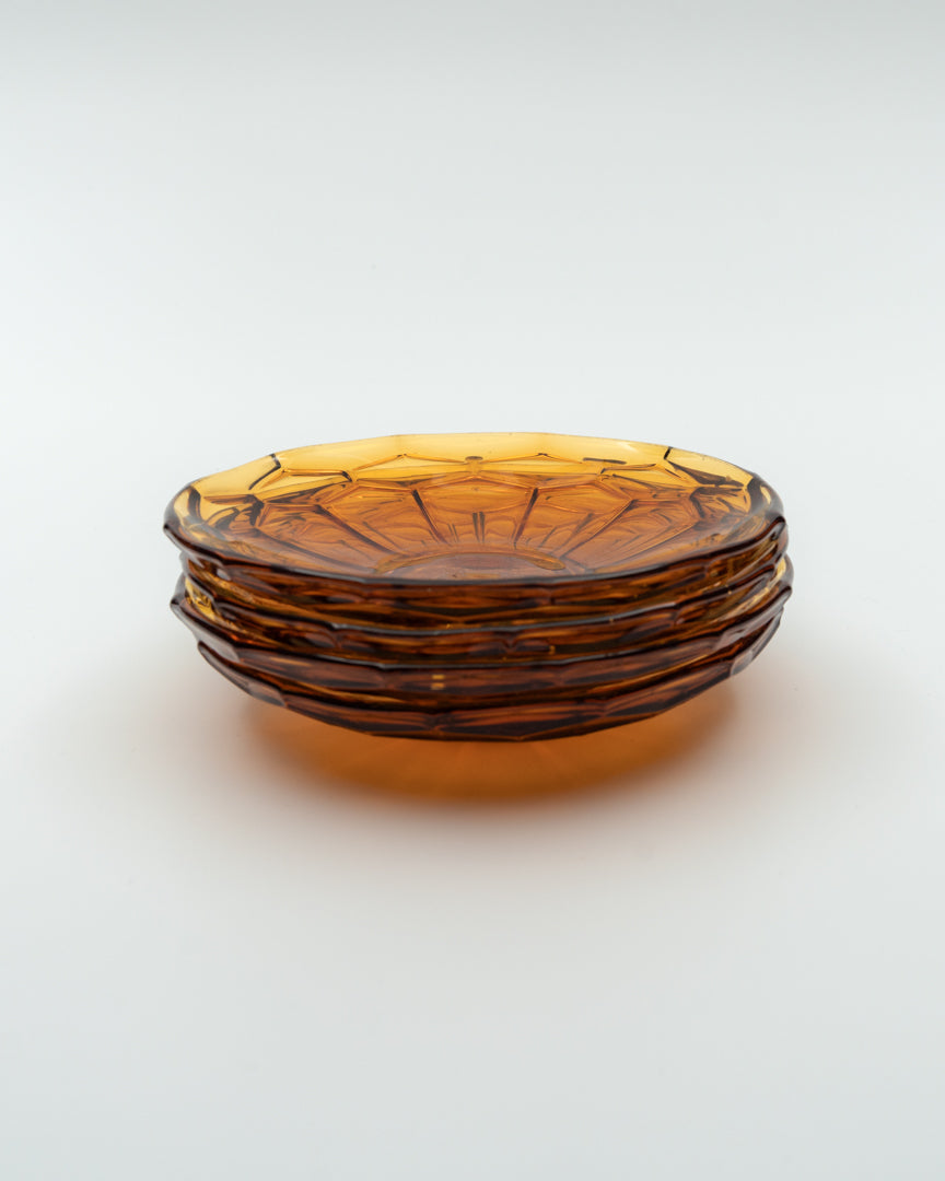 Small Amber Glass Plates (4)