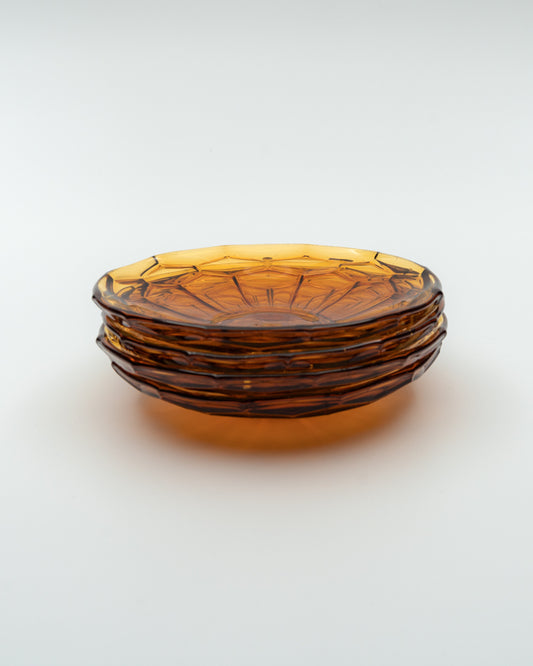 Small Amber Glass Plates (4)