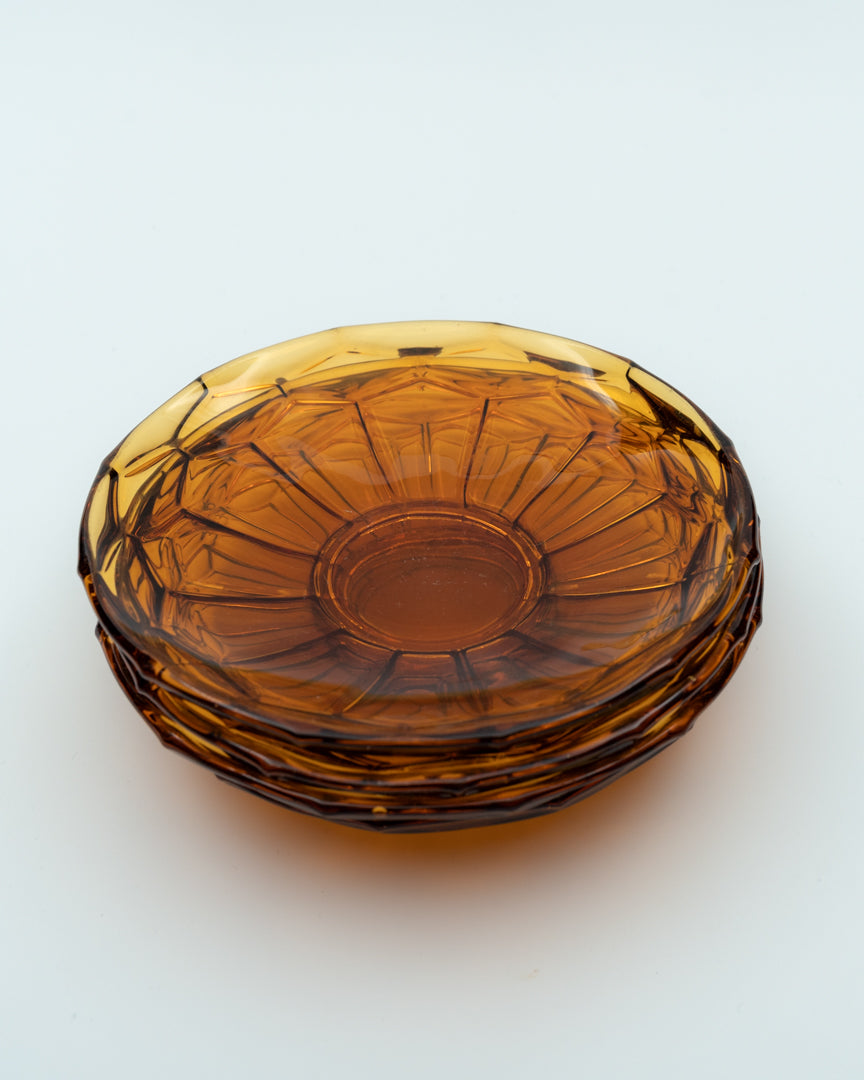 Small Amber Glass Plates (4)