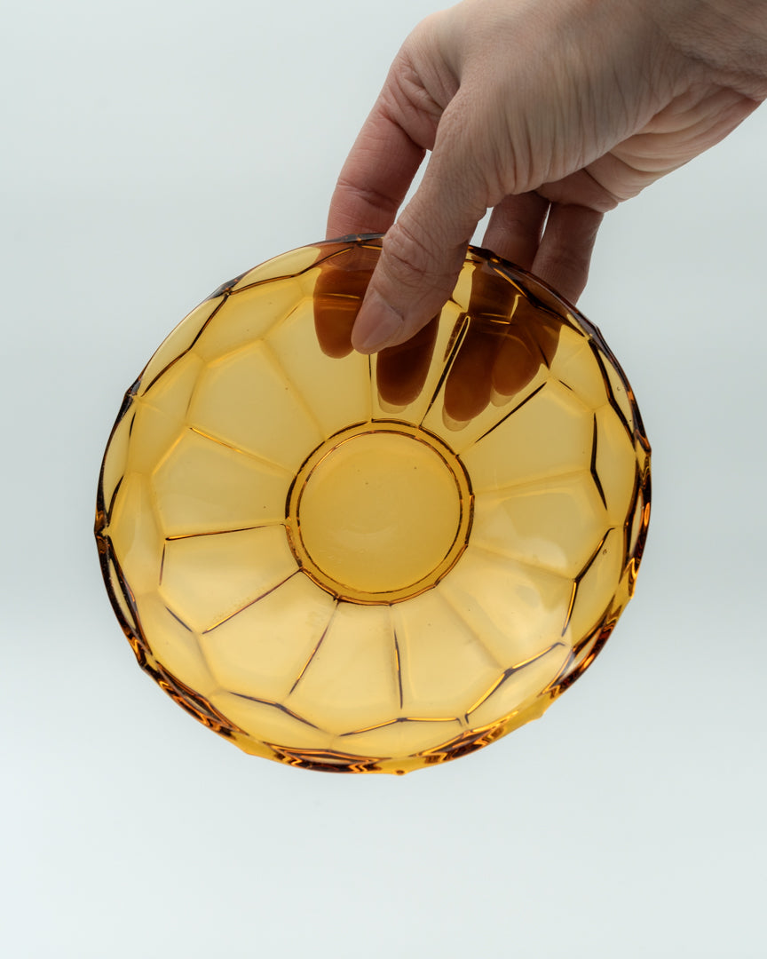 Small Amber Glass Plates (4)